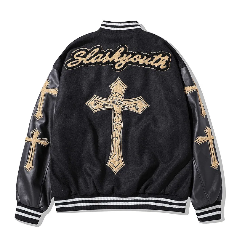 Source Wholesale vintage bone embroidery varsity jacket leather