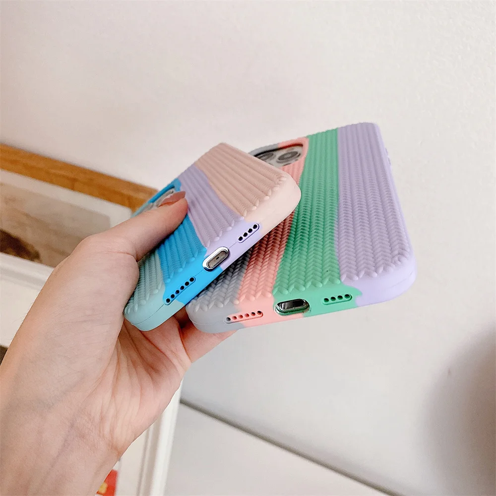 Rainbow Soft Silicone Designer Phone Case For Iphone 11 12 13 Pro Max Silicone Mobile Cover Case factory