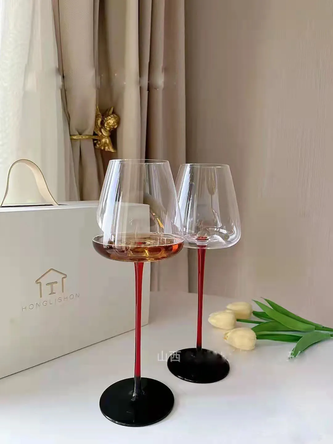 red stem wine glasses