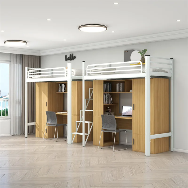 Durable Iron Metal Bunk Bed Free 3D Designed for Adults Students Dormitory Hotel School Hospital Apartment Bed