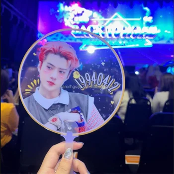 Kpop merchandise korea event transparent picket 18CM Custom printing large plastic PVC Hand Fan for Idol