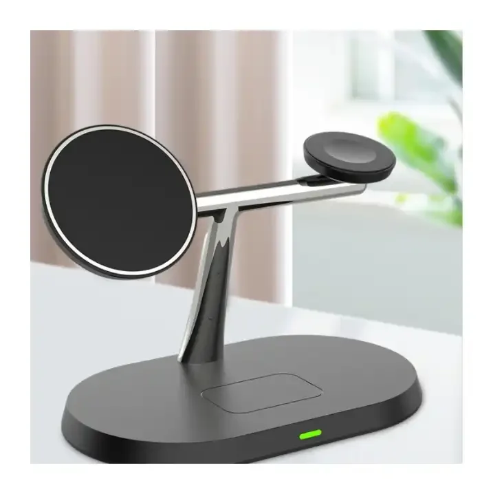 Stock 3-in-1 Magnetic Wireless Charger Stand for iPhone 15 Pro Max for Apple Watch 8 Earphones-Fast Charging Dock Station for