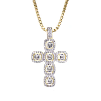 Jasen Jewelry Custom High Quality Hip Hop Iced Brass or 925 silver pendant Paved AAA CZ Zircon Cross Pendant Jewelry