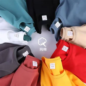 High Quality 100% cotton Summer Custom LOGO Print T-shirt Men's Blank Plain T Shirts Premium Cotton 210gsm t shirt