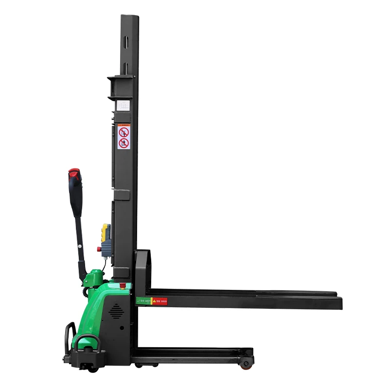 Full Electric Self Loading Forklift Stacker 500kg 1000kg Walk Behind Hydraulic Self Lifting Pallet Stacker Lifter Machine