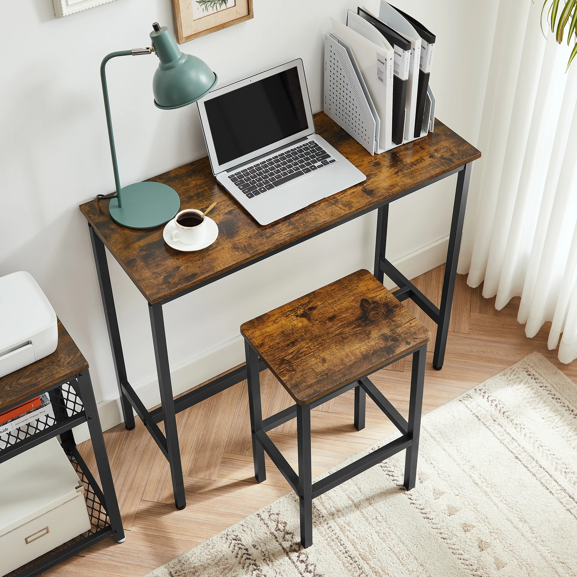 VASAGLE Dining Table Set Kitchen Bar Height Table with Stools Set of 2 bar Table and Chair Set