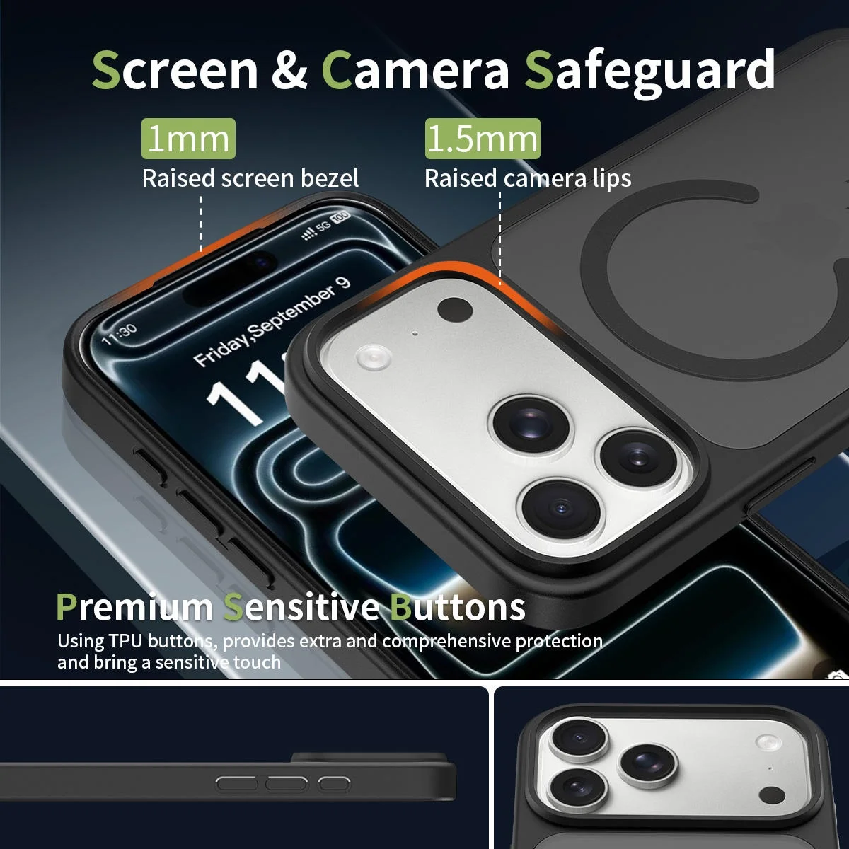 product laudtec magnetic mobile phone case matte iphone 17 pro max case skin feel shockproof cell phone case for iphone 15 pro max-3