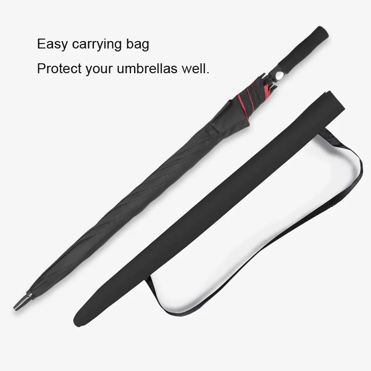 Double Canopy Strong Weatherproof Auto Open Rain and Sun Big Umbrella Golf Umbrella Straight EVA Handle with Push Button Support