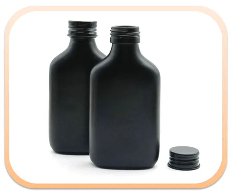 Empty Clear Flat Glass Bottle 250 ml 350 ml 500 ml Portable Water Flask  Bottle For Liquor With Lid