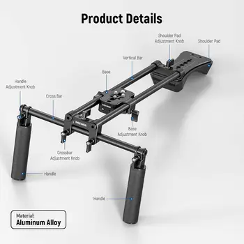 NEEWER Universal Shoulder Rig Kit, 16"/40cm Extended 15mm Rod Support System Camera Stabilizer for DSLR Camcorder for detail image