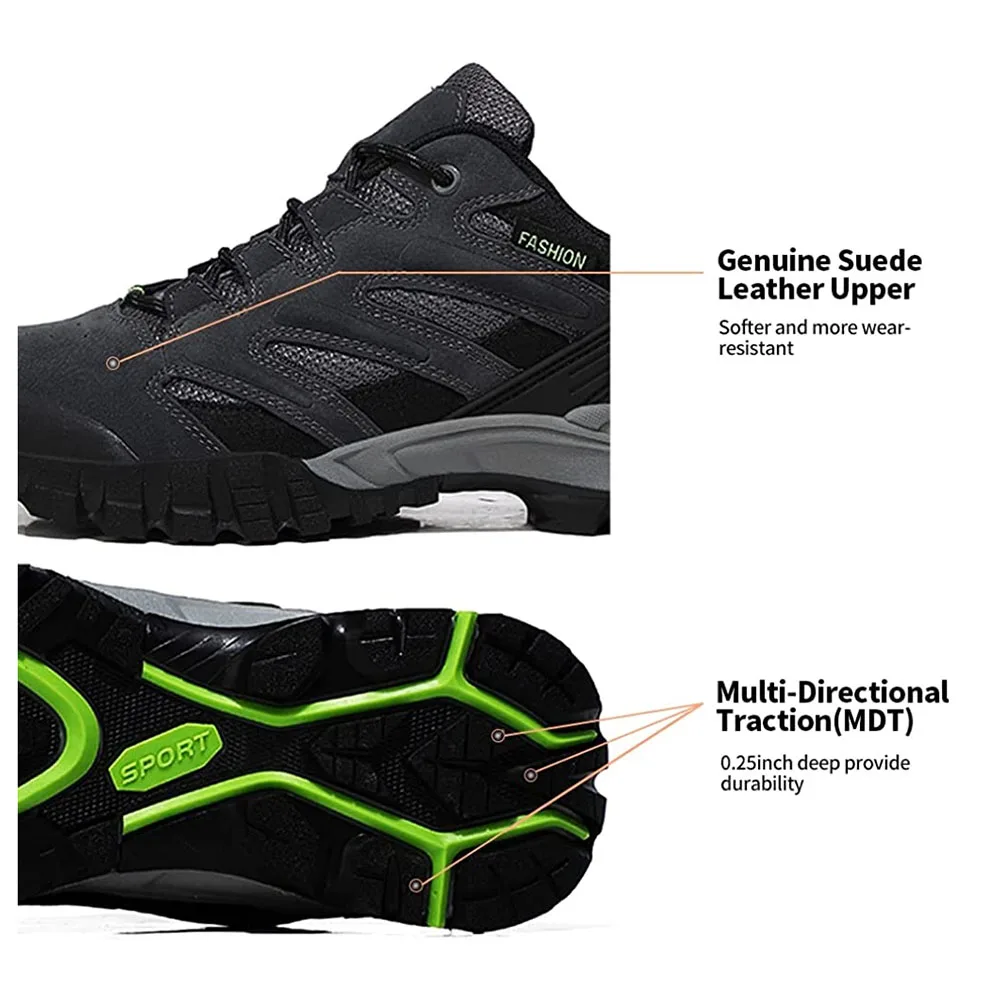 Free Sample Men's Hiking Suede Leather Sport Waterproof Nonslip