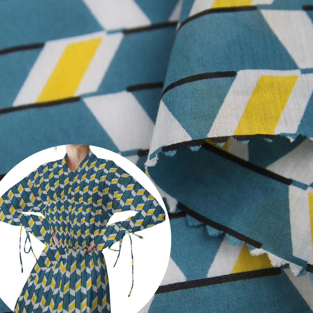 Супер мягкая Красивая хлопковая ткань с принтом 30% шелк 70% хлопок для юбки очень легкая