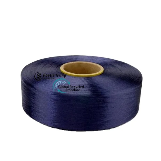 colorful dyed GRS FDY  recycled semi dull regenerated polyester filament yarn with TC certificate