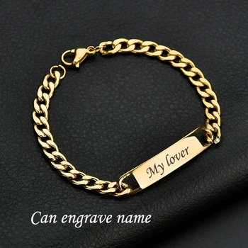 Custom Engraved Name Letter Date Bracelets Women Men Stainless Steel Adjustable Bangles For Boys Girls Kids Jewelry Gift