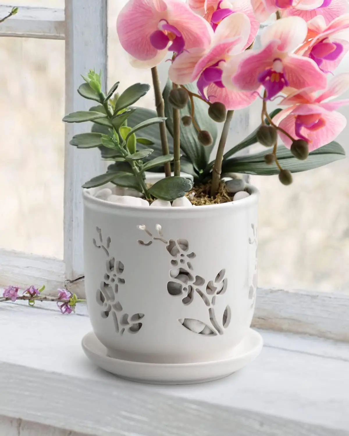 Large Ceramic Orchid Pots With Holes For Garden Premium Porcelain