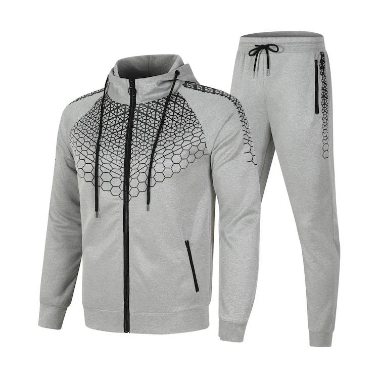 New arrival men clothing two piece sport jogging sets men fitted tracksuit sport jogging wear hooded set with customized logo