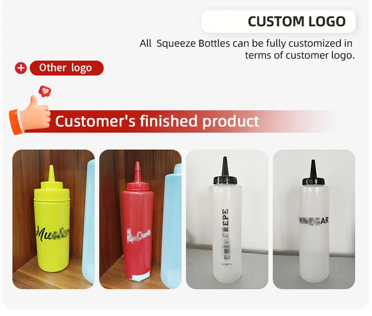 Food grade custom logo restaurant chilli ketchup dispenser bottles 16 oz FIFO plastic sauce condiment squeeze bottle