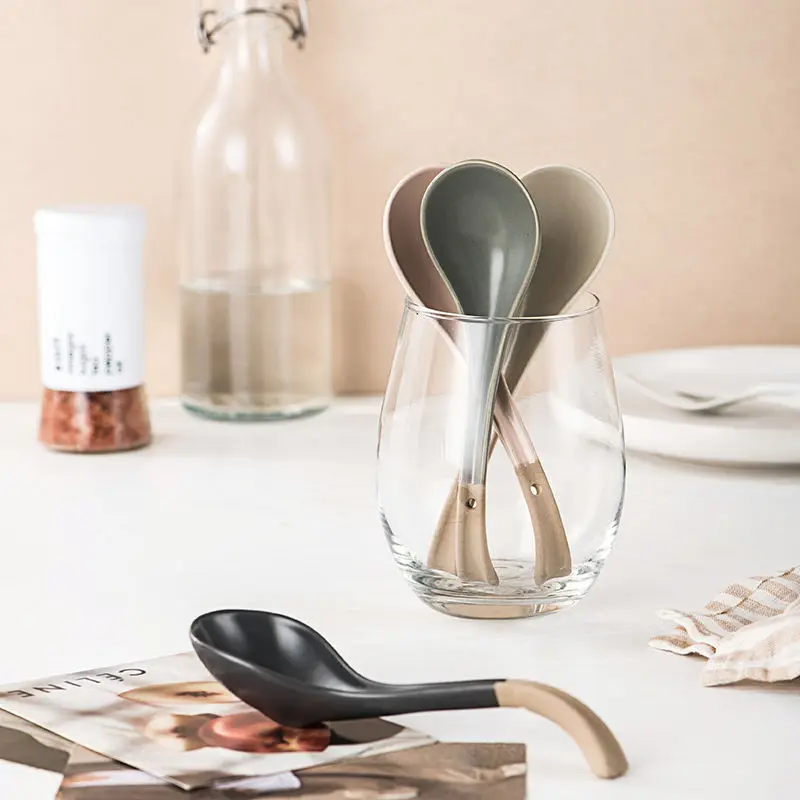 Nordic Style Ceramic Soup and Coffee Spoon Modern Chinese Tableware in Various Colors for Rice Spoon