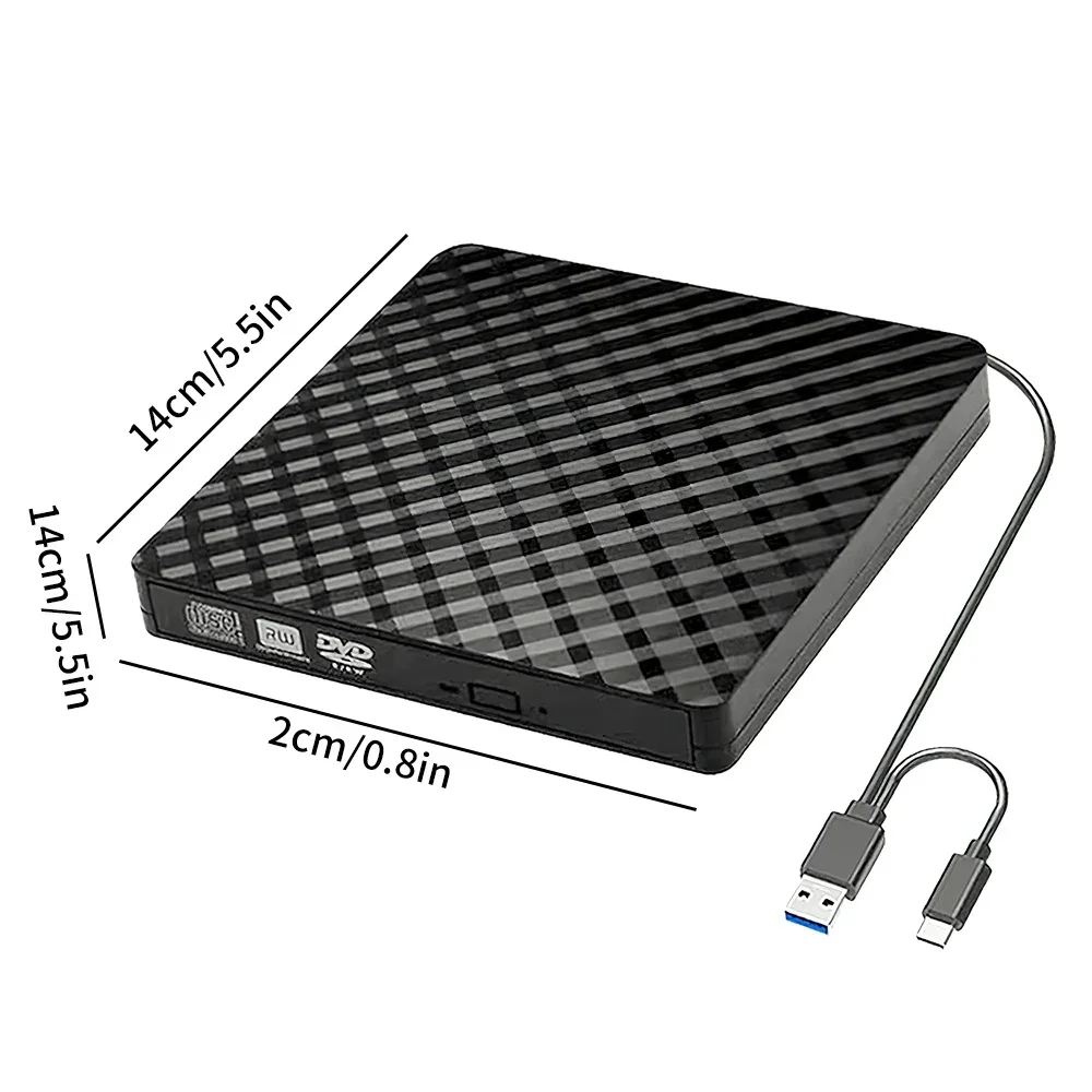 USB 3.0 Type C Slim Portable External CD RW Drive DVD RW Burner Writer ...