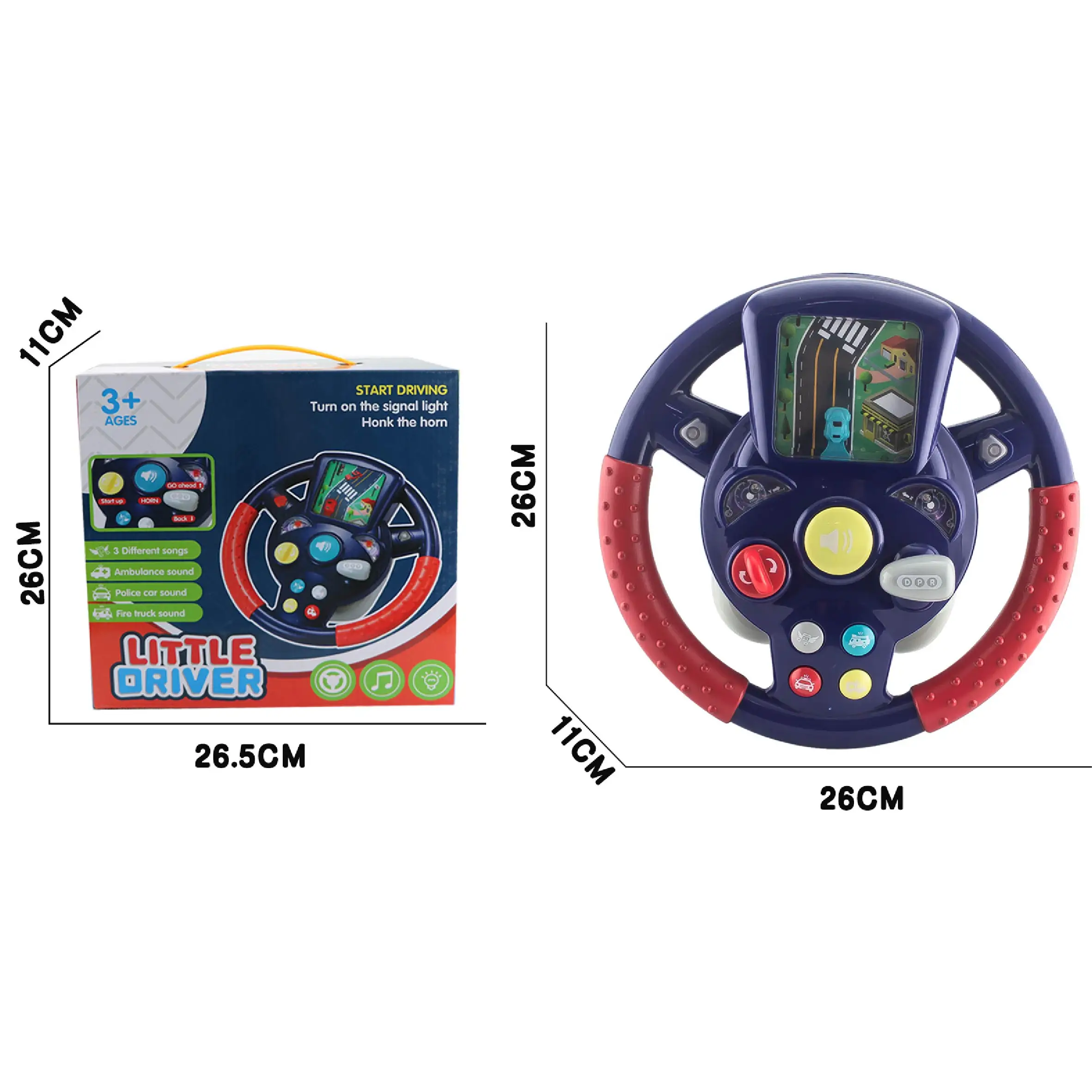 Kids Plastic Toy Steering Wheel With Music Light For Copilot