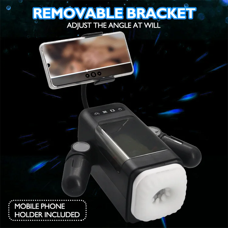 Automatic Male Thrusting Heating Masturbator Oral Cup Stroker Real Vagina Sucking Sex Machine Vibration with Phone Holder