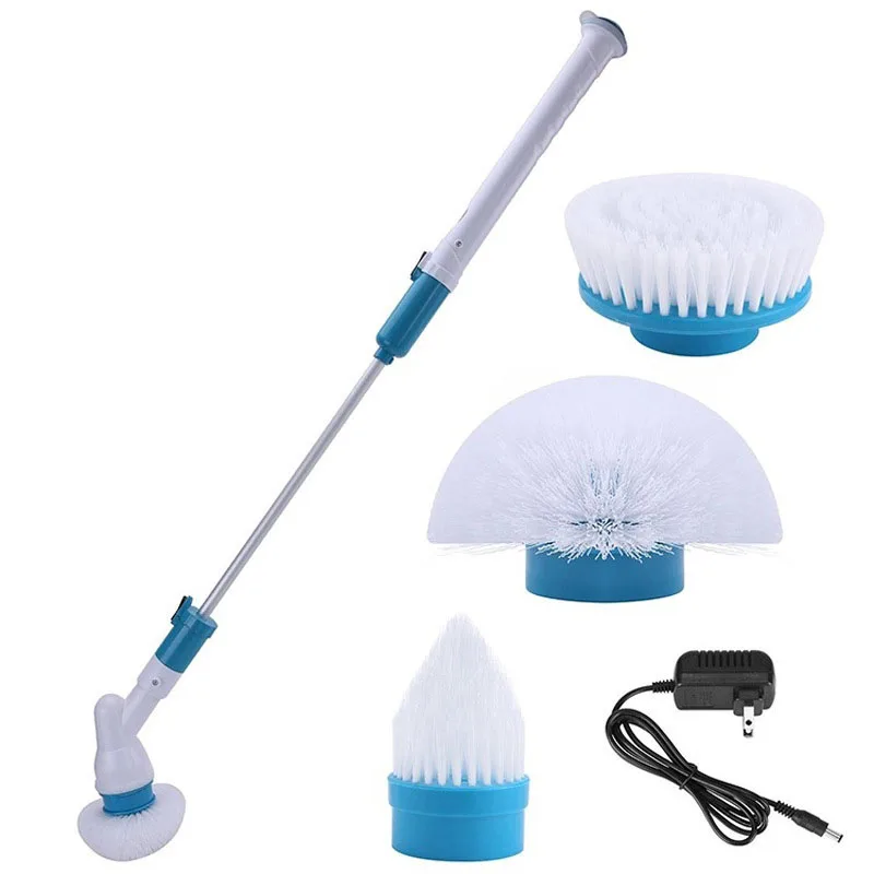 Electric Spin Scrubber Turbo Scrub Cleaning Brush Cordless Chargeable Bathroom  Cleaner with Extension Handle Adaptive Brush Tub