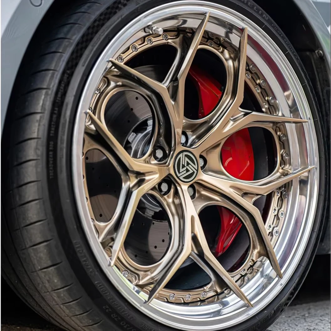 XL 2-Piece Bronze Concave Deep Dish Chrome Wheel Alloy Forged Wheels 5x114.3 5x120 5x112 Custom Forging Racing Car Wheel - Image 1