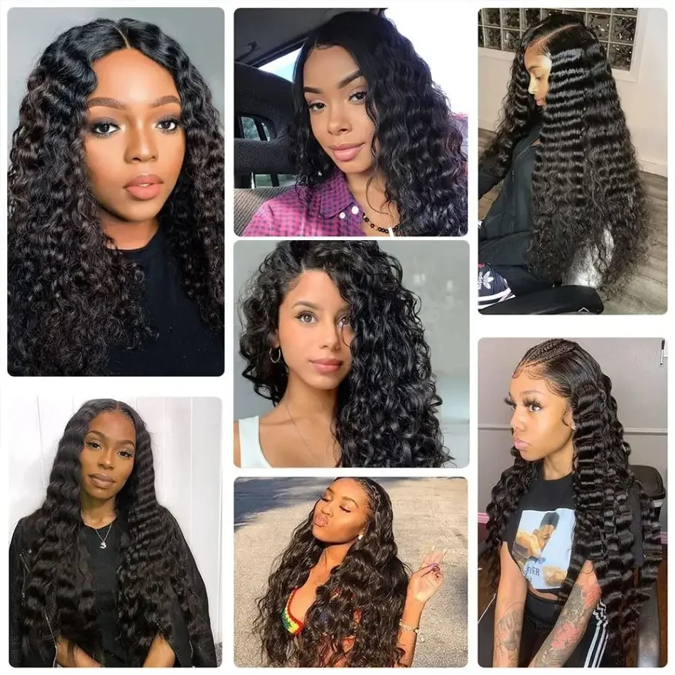Extension a nastro con onde profonde 100% capelli umani Extension a nastro con onde profonde Extension a nastro con onde profonde Extension a trama di pelle per capelli naturali Remy_voghion.com