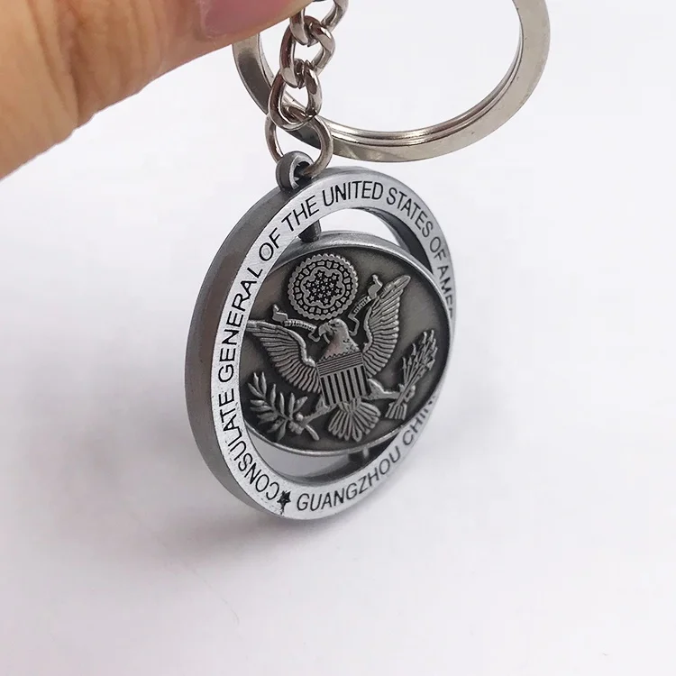 Engraved Logo Key Chain Factory Cheap Price  Rotating logo Metal  Key Chain supplier