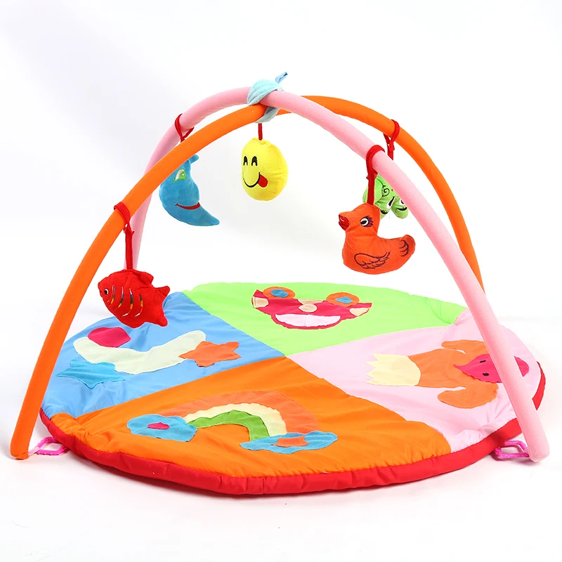 Tapis de couchage rond doux de jeu de gymnase de support de forme physique de bébé avec le hochet animal