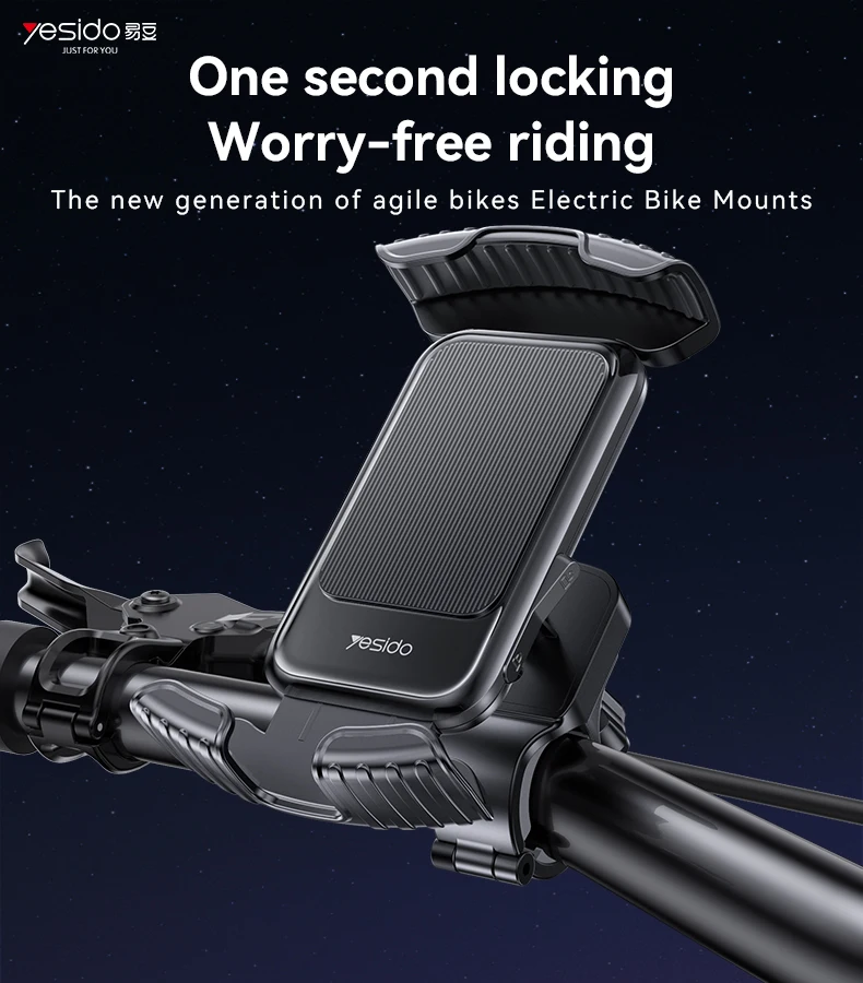Yesido 360 Rotation Adjustable One-touch Stabilization Locking Bicycle Car Phone Holder