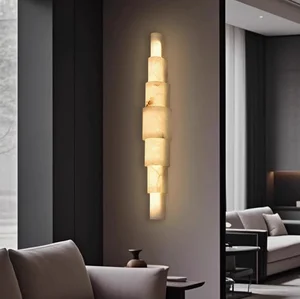 Contemporary Modern Luxury Wall Lamp Spanish Natural Marble LED Light for Living Room Background Wall Aisle Bedside Home