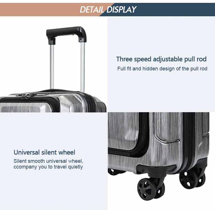 Special Design ABC PC 4 Wheels PU leather Luggage Suitcases Sets For School Long-distance Travel