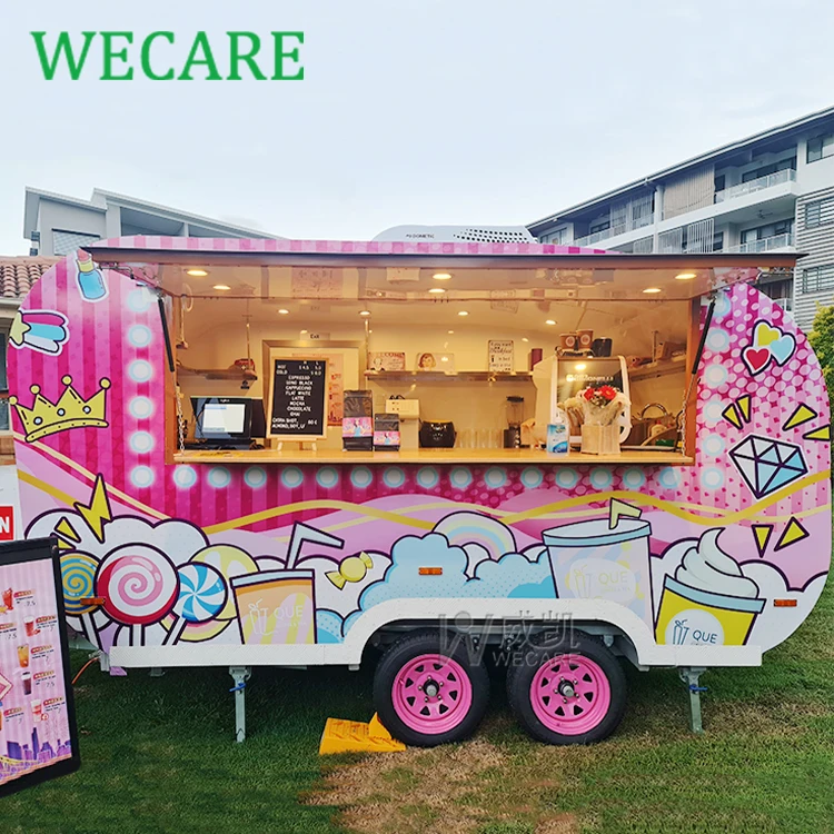 Wecare Remorque Foodtruck Mobile Catering Coffee Ice Cream Fast Food Cart Trailer Fully Equipped Mobile Bar Beer Truck for Event