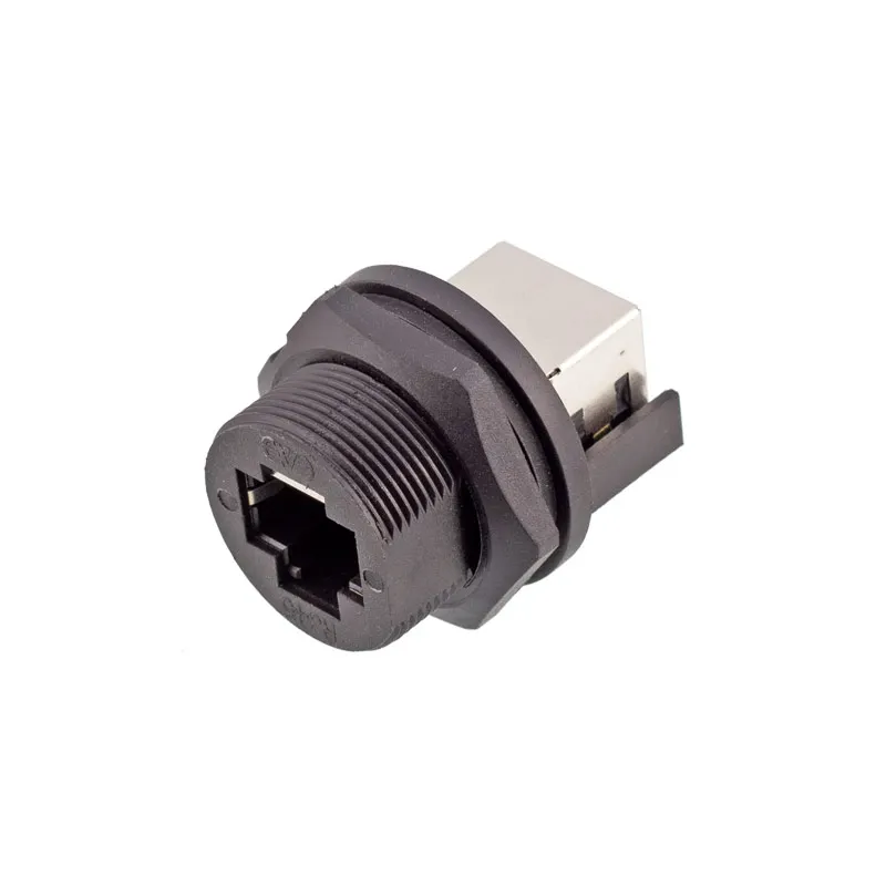 CAZN RJ45 Double Head Female Back Mount PCB Receptacle Waterproof Ethernet Connector