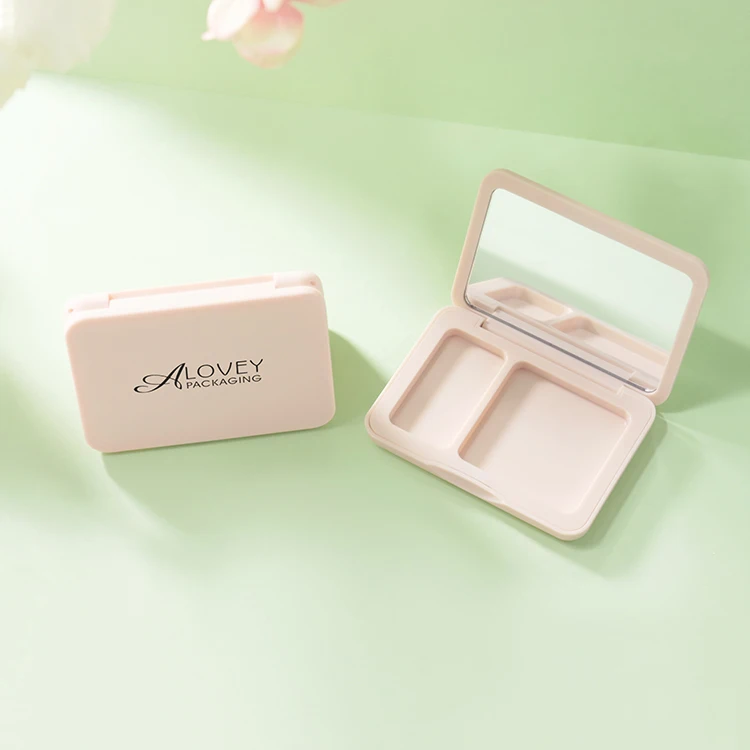 Rectangle pink 2 Color Eyeshadow Palette Empty Compact Powder Blush Packaging Cosmetic Packaging
