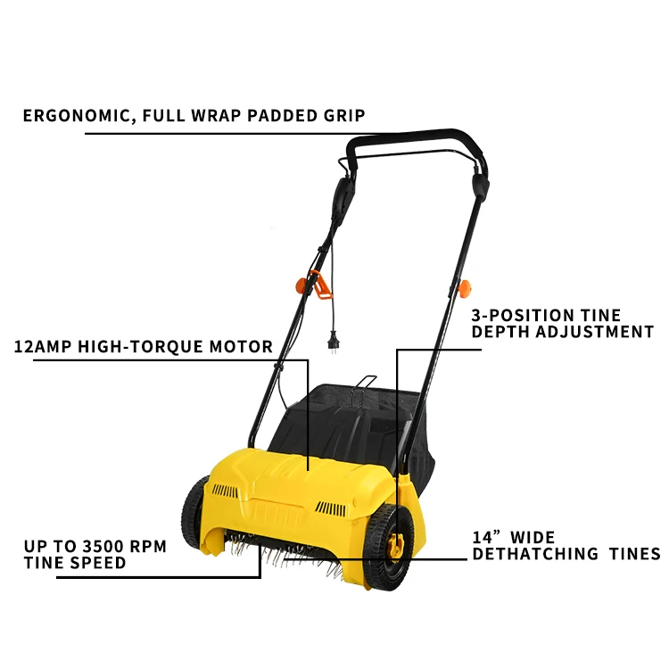 Electric Garden Tool Lawn Scarifier And Aerator Hand Push Mower