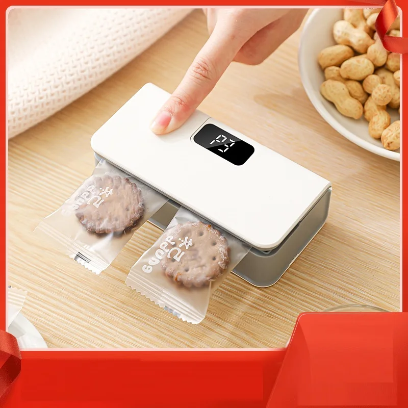 Magnetic Heat Sealer Cutter Rechargeable 2 in 1 Semi-Automatic Mini Plastic Bag Sealer for Household Food Chips Snack