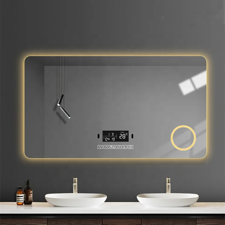 Magic Smart Mirror with  Blue Tooth Illuminated Mirror  Bathroom Led Mirror with Clock Display