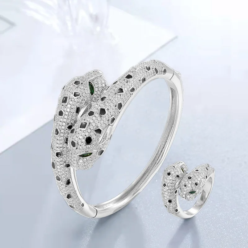 The Leopard Cubic Zirconia Dubai Enamel Luxury Jewelry Set Wedding