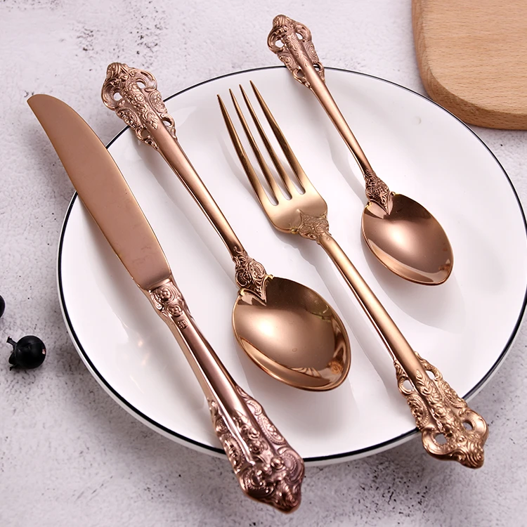 Silver Plated Flatware Stainless Steel Spoon Silverware Royal Cutlery Set
