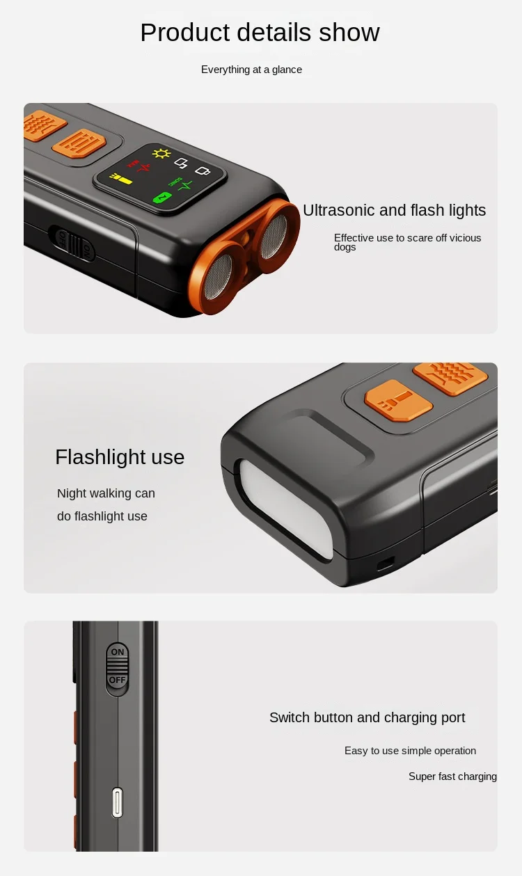 Dual-Head Rechargeable Dog Bark Deterrent Device LED Flash Outdoor Barking Control Plastic Dog Repellent Devicer