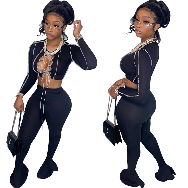 1081104 Lowest Price 2021 Fall And Winter New Outfits Two Piece Pants Set Casual Track Suit 2 Piece Set Women Clothing