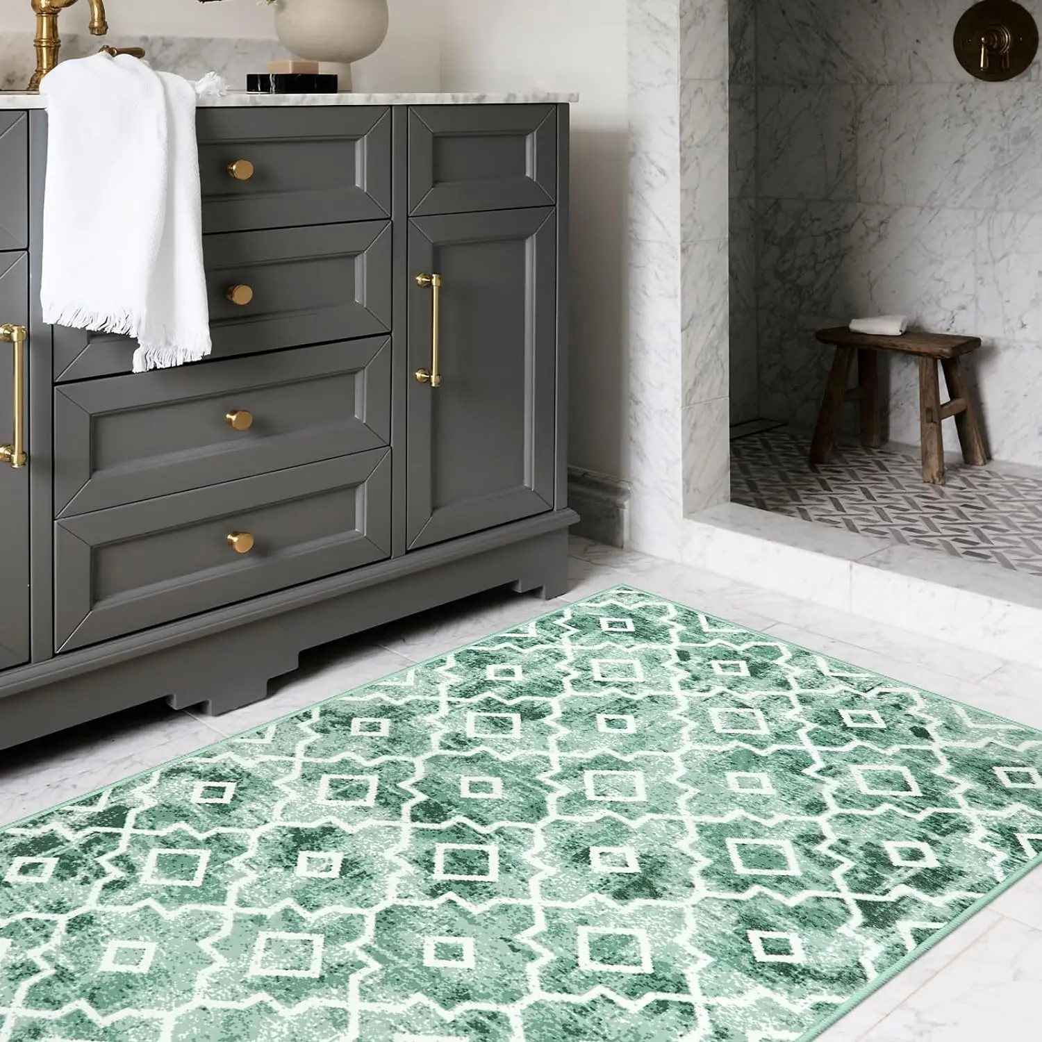 3d Patterned Green Emerald Checkered  Floor Carpets Living Room Thick Persian Bedroom Dorm Area Large Floor Rugs Pad