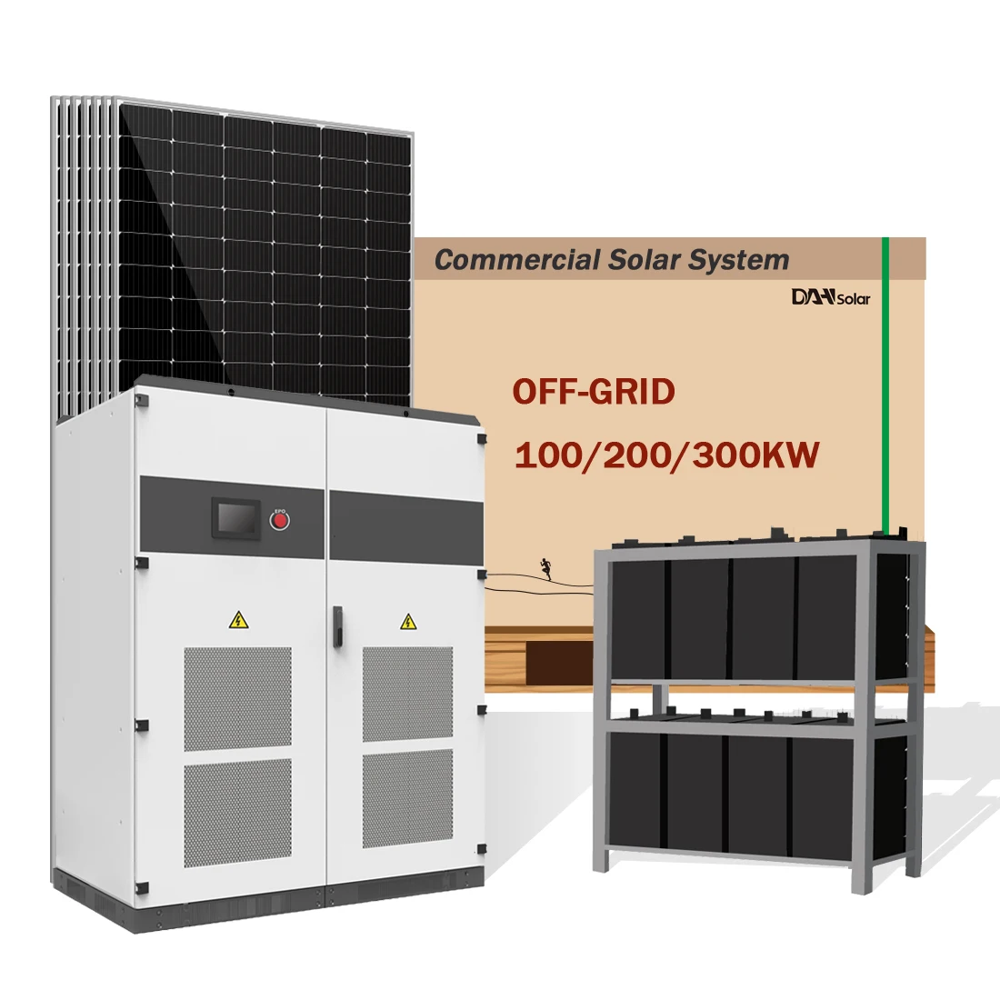 DAH 100 kw 150 kw 200kw three phase off grid photovoltaic storage solar power system