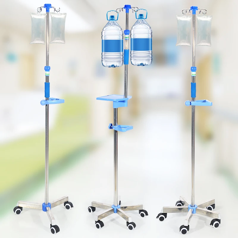 Manual Hospital Bed Infusion Stand ISO-Certified IV Pole with Castor Infusion Hanger and Drip Support for In-Hospital Infusions