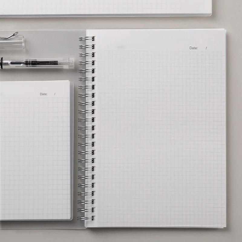 A5 A6 B5 Transparent PP Cover Notebook Grid Ruled Lines Cornell Grid Dot Inner Sheet Spiral Notebook