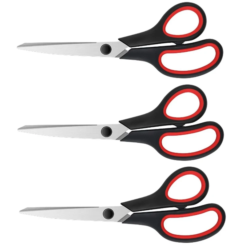 8" Multipurpose Household Scissors Stainless Steel Office Scissors with Ultra Sharp Blades Comfort-Grip Handles