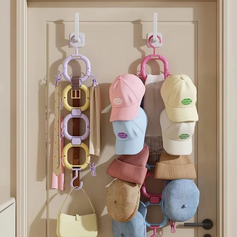 حامل قبعة تخزين الباب الخلفي البلاستيكي غير القابل للطي قبعة بيتية قبعة كرة البيسبول تخزين الرف خزانة الملابس حقيبة تعليق متعددة الوظائف