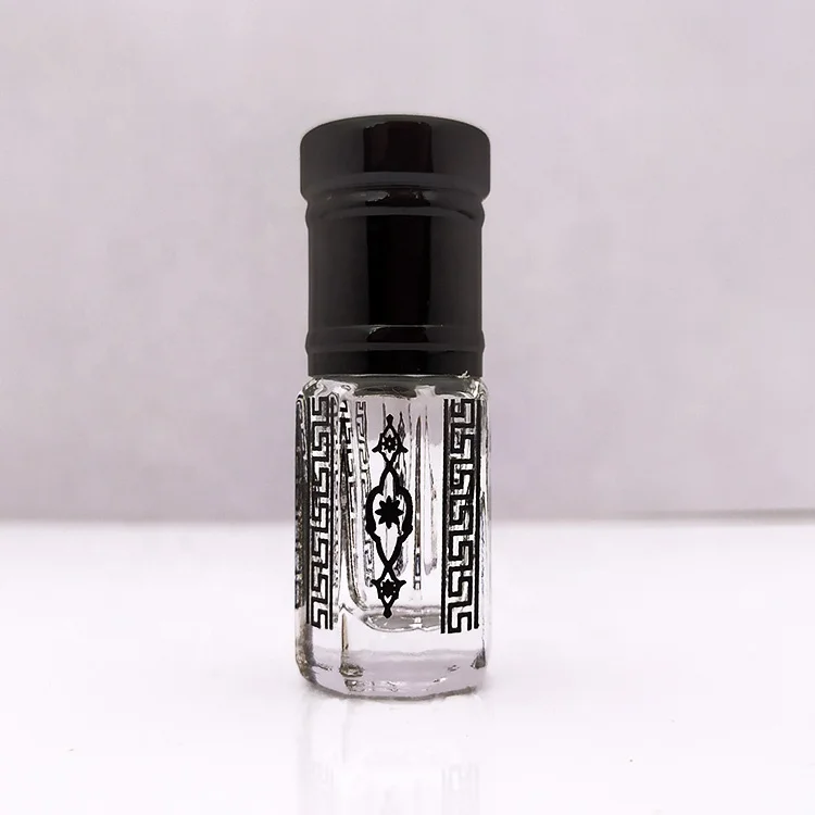 Arabian Refillable Perfume Bottle Empty Tola Bottle Gold Black Print Attar Bottle